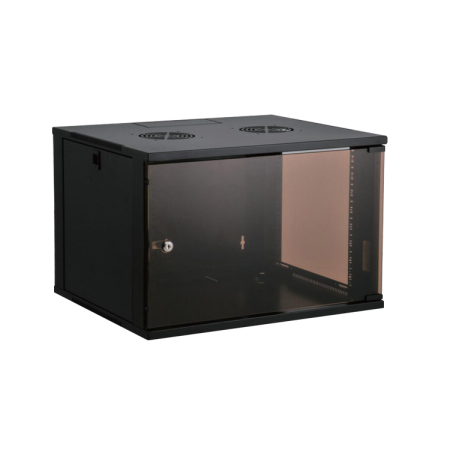 6 HE Wandschrank und 45 cm tief, mit Steckdosenleiste mit 6 Steckdosen