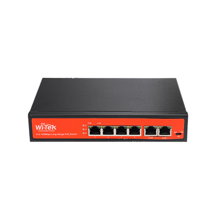 Switch PoE no gestionable de 4 PoE + 2 Ethernet