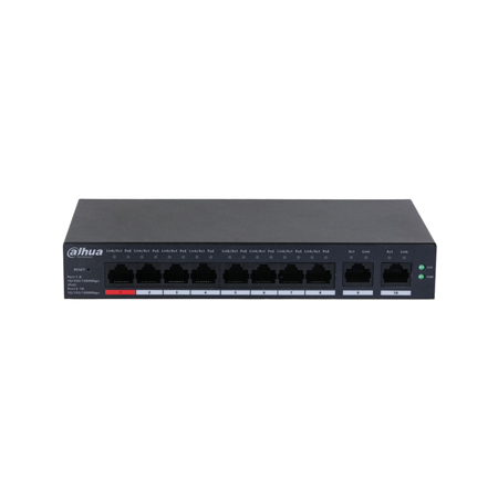 Dahua, 10-Port-Cloud-Managed-Desktop-Gigabit-Switch mit 8-Port-PoE